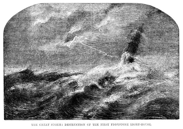 埃迪斯通灯塔被风暴摧毁图片下载