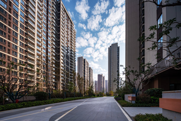 现代城市高层住宅园林景观，图片下载