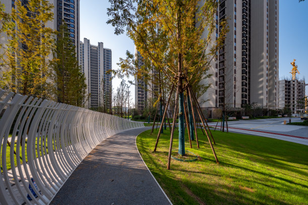 现代城市高层住宅园林景观，图片下载