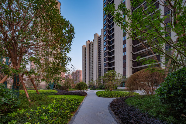 现代城市高层住宅园林景观，图片下载