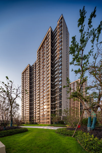 现代城市高层住宅园林景观，图片下载