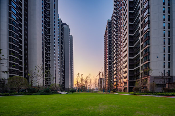 现代城市高层住宅园林景观，图片下载