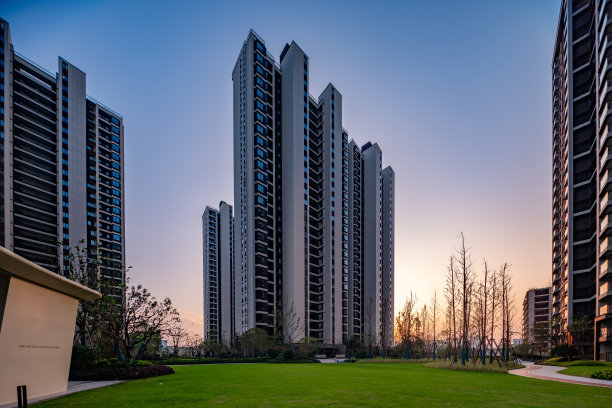 现代城市高层住宅园林景观，图片下载