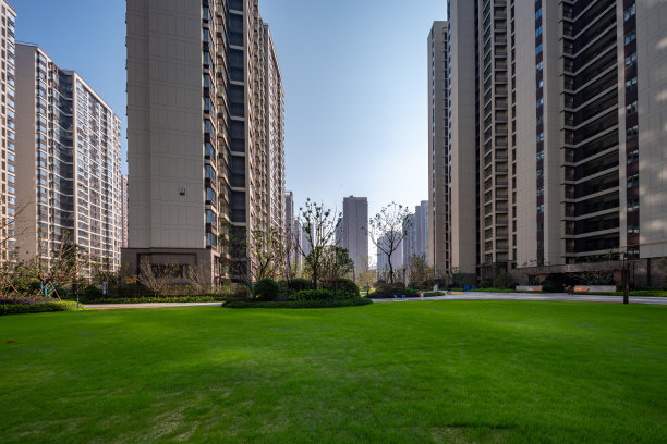现代城市高层住宅园林景观，图片下载