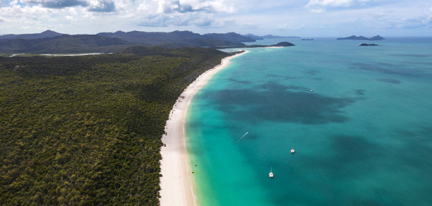 澳大利亚whitsunday白港海滩的鸟瞰图图片下载
