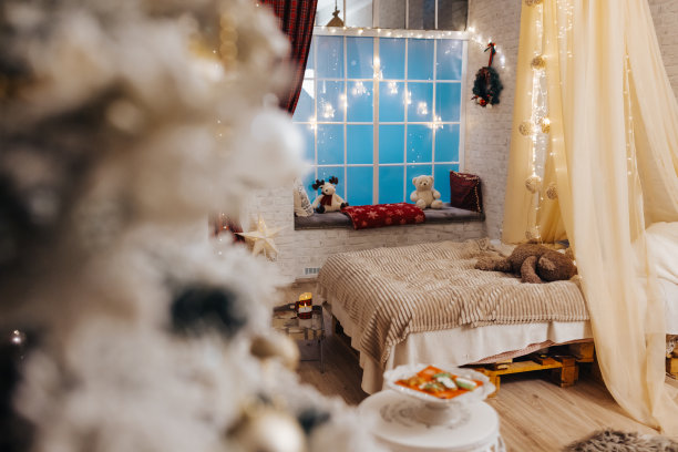 圣诞节装饰的卧室没有人图片下载