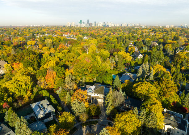 独立和复式住宅，北约克在秋天，多伦多，加拿大图片下载