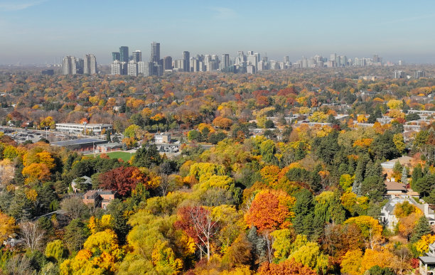 独立和复式住宅，北约克在秋天，多伦多，加拿大图片下载