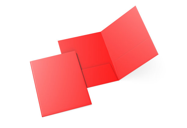 空白白色加强的A4单口袋文件夹目录在灰色背景上模拟。3 d渲染。图片下载