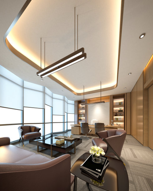 现代工作办公室的3d渲染图片下载