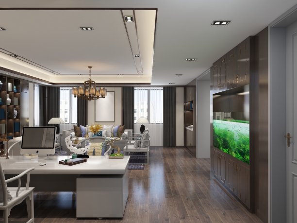 现代工作办公室的3d渲染图片下载