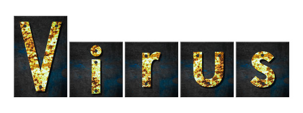 病毒。由生锈的铁字母组成的字。孤立的白色背景。技术。业务。的生活方式。设计图片下载