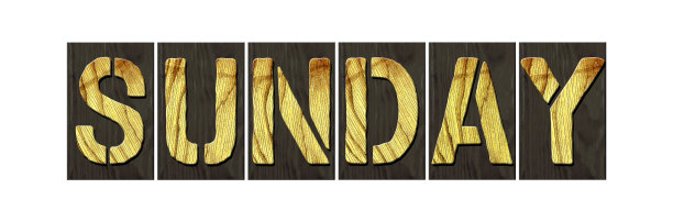 星期天。单词来自木制字母。孤立的白色背景。一周的日子。设计元素。图片下载