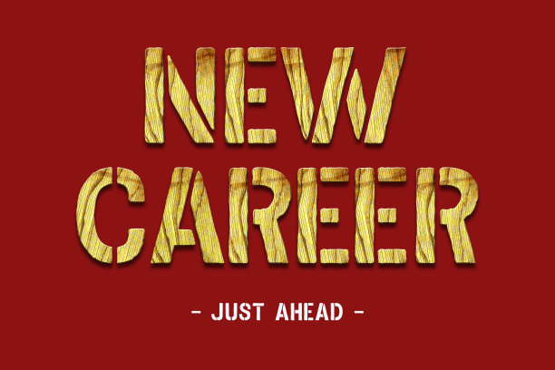 新的职业。木制的字母和单词被孤立在红色的背景上。业务。的生活方式。设计元素。图片下载