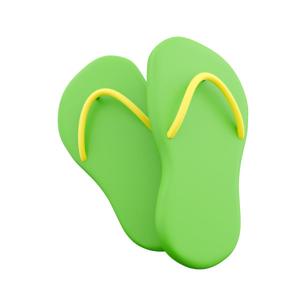 3d渲染绿色拖鞋。3d渲染沙滩拖鞋。3d渲染绿色拖鞋插图图片下载