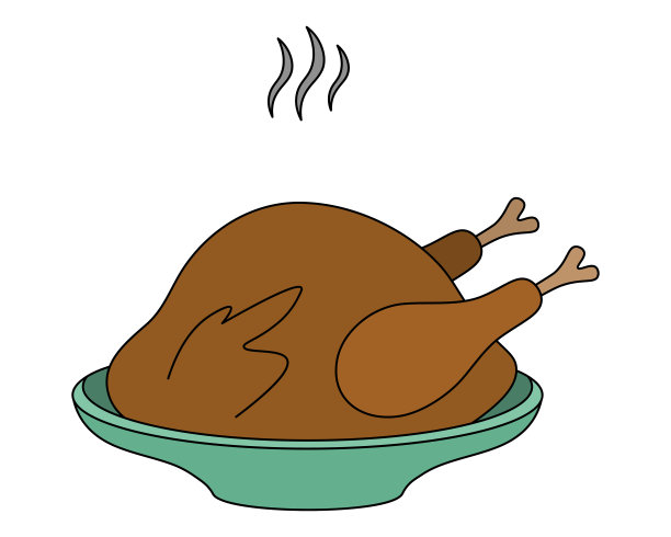 油炸火鸡。绿色盘子里多汁的肉。开胃的鸡。芳香烟。感恩节的象征。图片下载