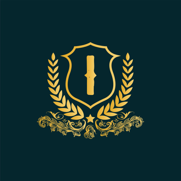 一、装饰奢华的金色标志设计矢量插画图片下载