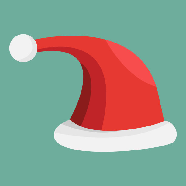 圣诞老人帽子。新年红帽矢量圣诞装饰图片下载