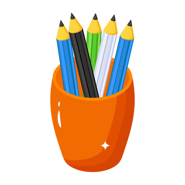 铅笔壶的可编辑等距图标图片下载
