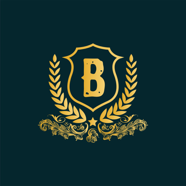 字母B装饰奢华的金色标志设计矢量插画图片下载