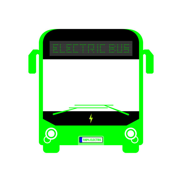 电动公交车图标插图前视图矢量图片下载