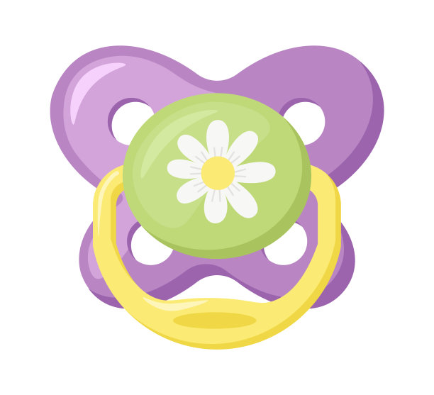 婴儿花安抚奶嘴矢量插图图片下载