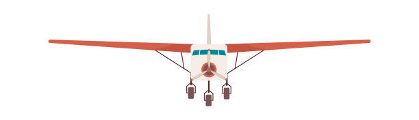 复古飞机前视图平面插图图片下载