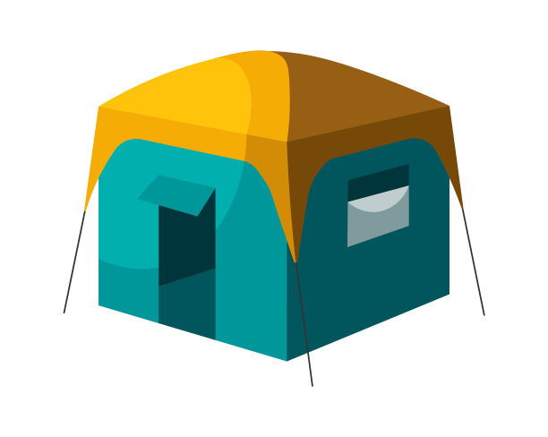 方形露营帐篷等距插图图片下载