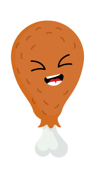 搞笑卡通炸鸡。快餐图标。矢量图图片下载