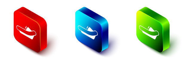 等距漂流船图标孤立的白色图片下载