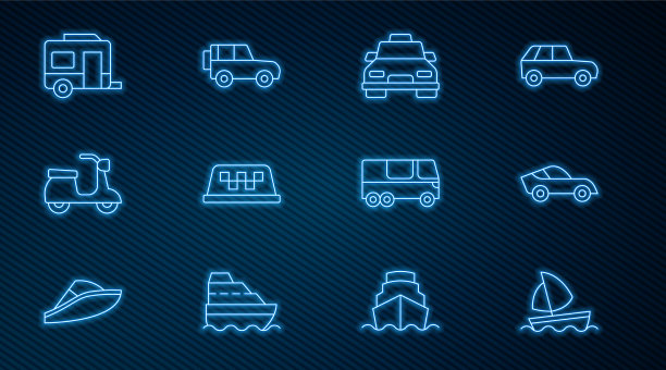 集线游艇帆船汽车出租车车顶图片下载