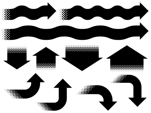 插图集的各种箭头与半色调点装饰的结束图片下载