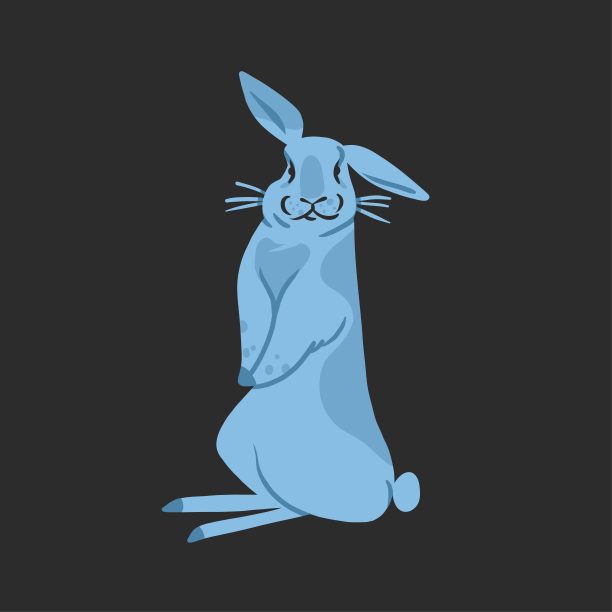 手绘抽象矢量图形剪贴画插图集合蓝色可爱可爱，逼真的兔子角色。时髦的儿童现代设计理念。矢量当代新年和复活节的象征。图片下载