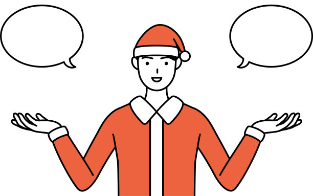 简单的线条画插图，一个男人打扮成圣诞老人与擦出和比较。图片下载