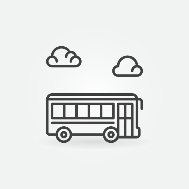 校车矢量概念简单的线条图标。侧视图图片下载