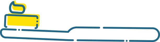 简单牙刷的插图，蓝色虚线和黄色点/插图材料(矢量插图)图片下载