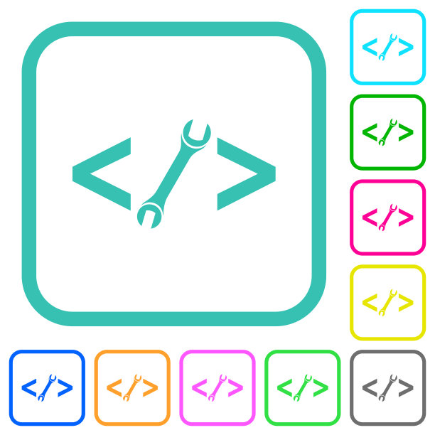 网页开发用扳手生动的彩色平面图标图片下载