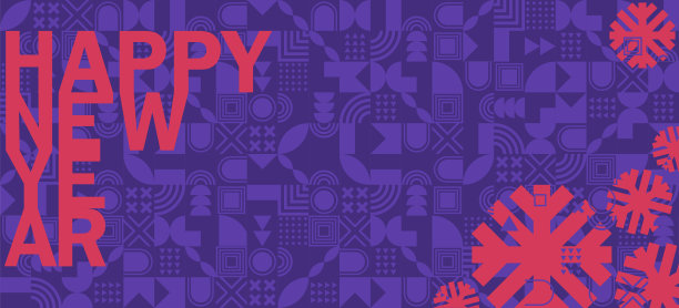 圣诞快乐和新年快乐几何横横幅。明亮的现代圣诞概念设计雪花。简单的海报，贺卡，2023网站销售横幅图片下载