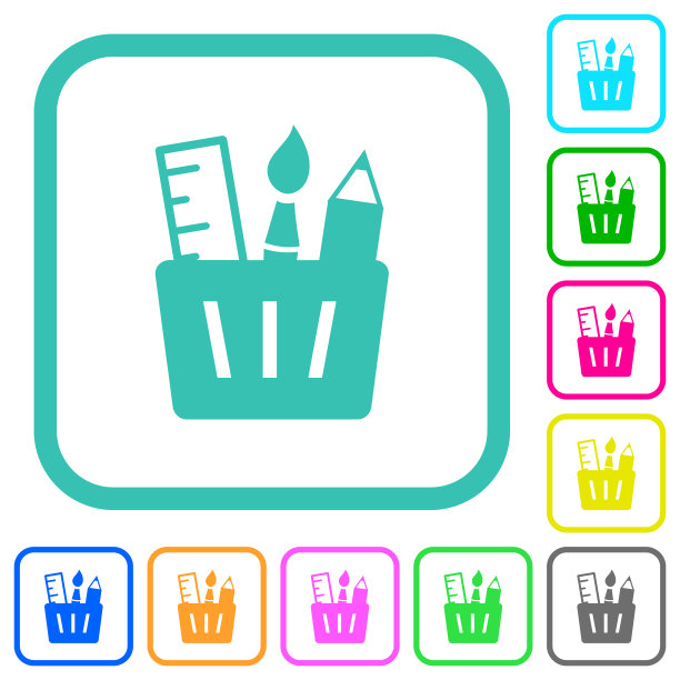 绘图工具固体生动的彩色平面图标图片下载