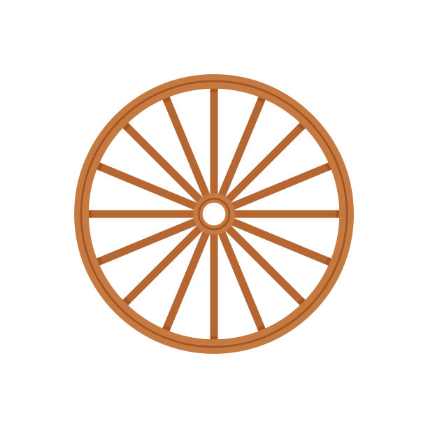 木轮矢量。白色背景上的木轮子。图片下载