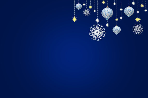 挂着饰品和雪花，星星背景插画图片下载