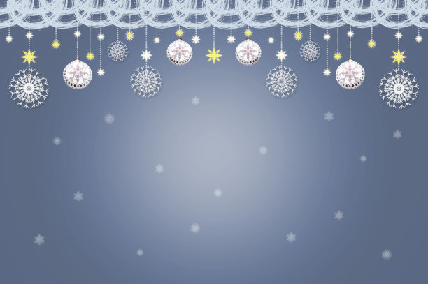 挂着饰品和雪花，星星背景插画图片下载