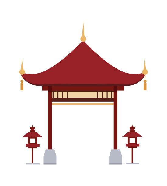 亚洲传统壁龛建筑插图图片下载