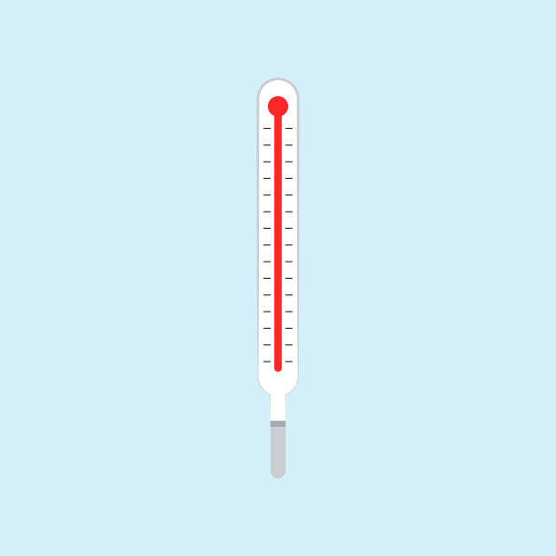 蓝色背景上的矢量温度计图片下载