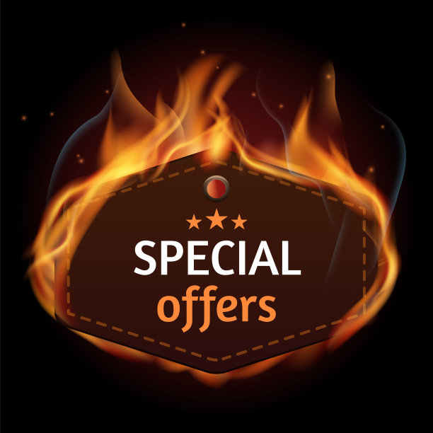 燃烧的价签。特别优惠标签模型图片下载