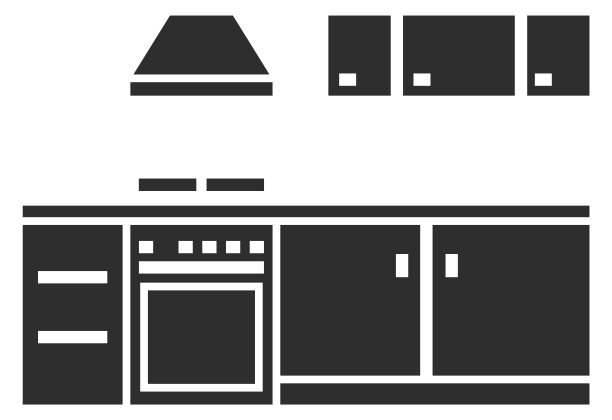 厨房家具黑色图标。家庭烹饪室图片下载