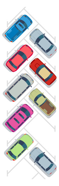 用彩色汽车图标停车。街道俯视图图片下载