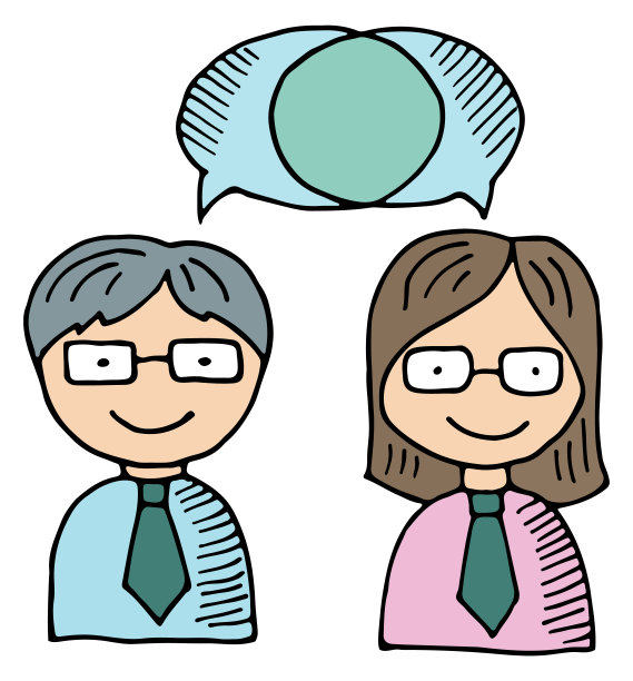 商务对话的标志。同事留言彩色涂鸦隔离在白色上图片下载