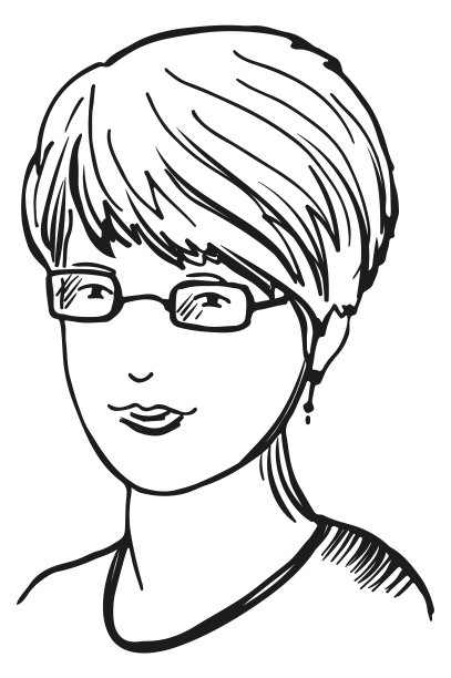 戴眼镜的女人素描。手绘女性肖像图片下载