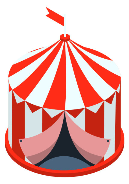 马戏团的图标。红白条纹卡通帐篷图片下载